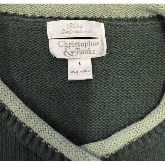 Christopher Banks Christmas Tree Cardigan Sweater Womens Large‎ Green Holiday - Picture 6 of 9